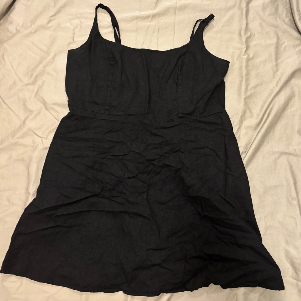 Old Navy Black A-line linen blend dress